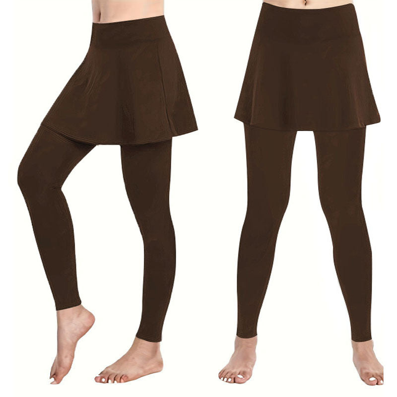 Leggings pour femmes avec une doublure semblable à une jupe et taille haute Chic und Stil
