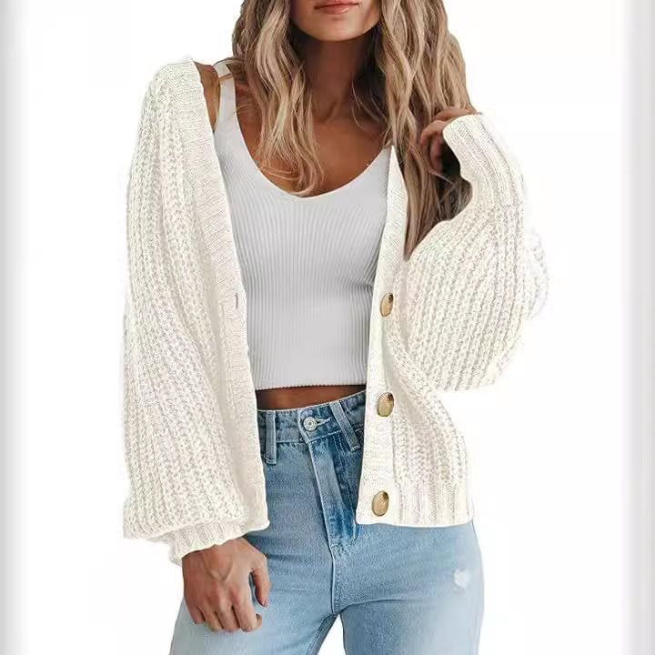 Cardigan en maille épaisse pour femme avec détails en bouton et coupe ample Chic und Stil