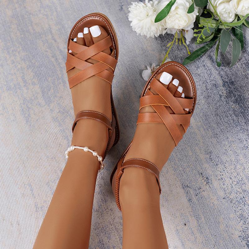 Sandales à brides pour femmes en cuir de haute qualité et avec une sangle élastique Chic und Stil