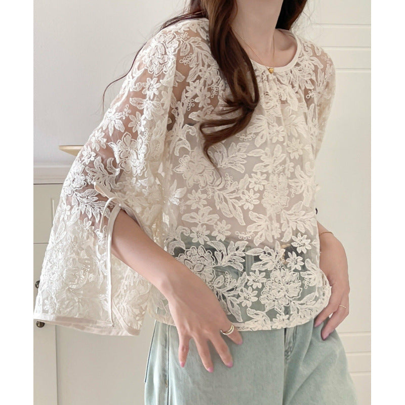 Blouse en dentelle florale pour femmes Chic und Stil
