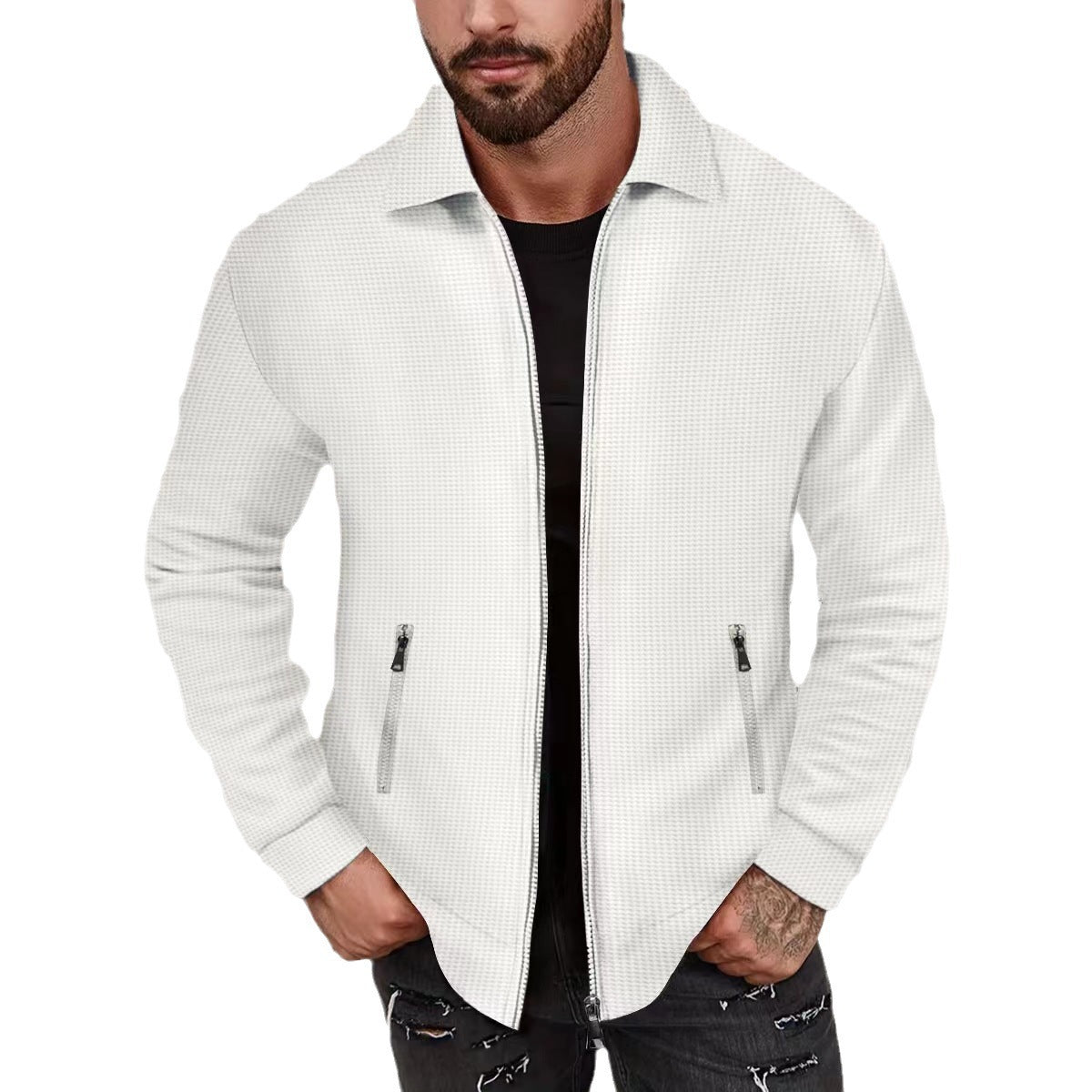 Veste de loisirs masculine à la mode avec poches zippées tendance Chic und Stil