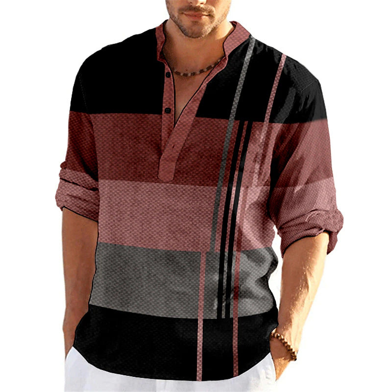 Chemise popover rayée décontractée pour hommes Chic und Stil