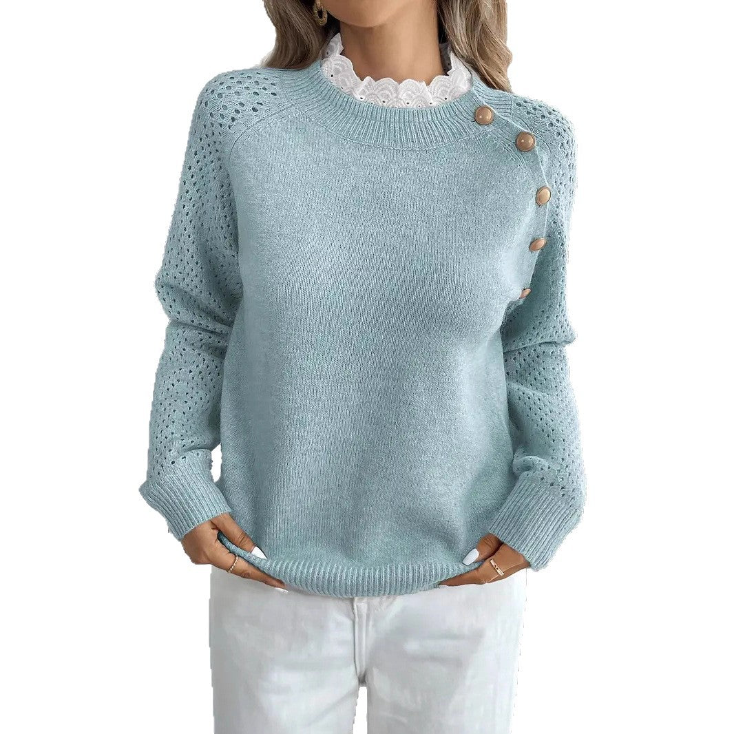 Pull en tricot fin pour femmes avec des inserts en crochet Chic und Stil