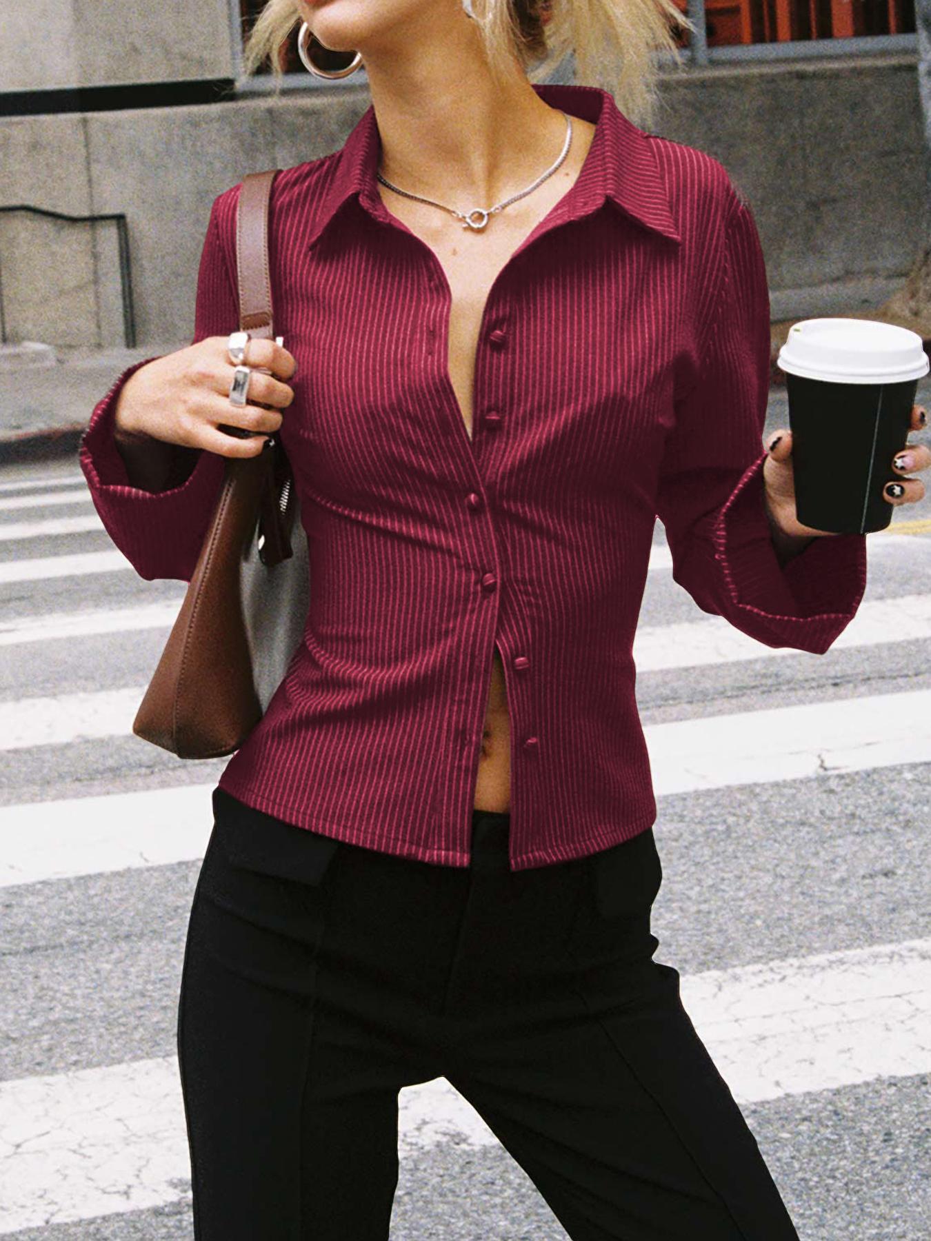 Chemisier rayé cintré pour dames avec col classique Chic und Stil