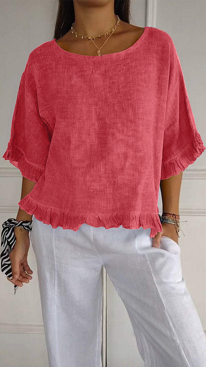 Blouse décontractée pour femmes avec bordure froncée Chic und Stil