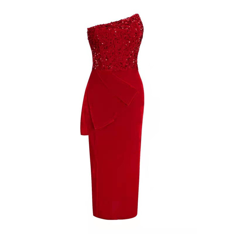 Robes de soirée à paillettes à épaule unique Chic und Stil