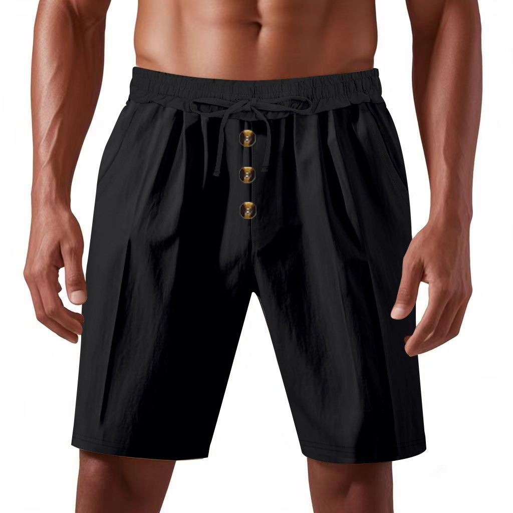 Shorts d'été légers pour hommes avec taille élastique et détails de bouton pratiques Chic und Stil