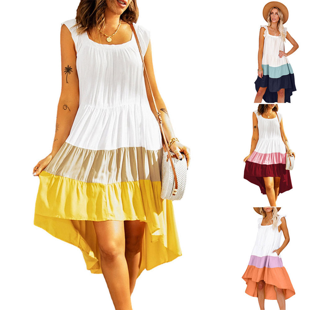 Robe midi color block à volants pour femmes Chic und Stil
