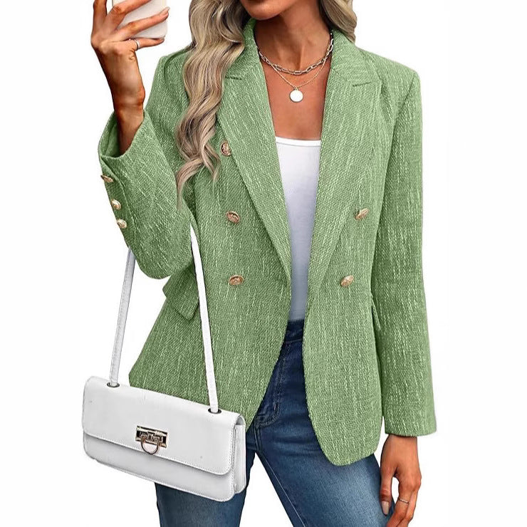 Blazer en tweed pour femmes avec double rangée de boutons Chic und Stil