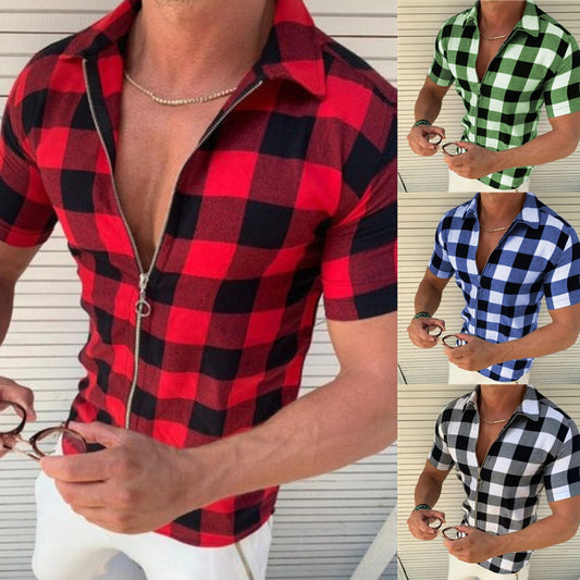 Chemise à manches courtes pour hommes avec fermeture éclair Chic und Stil
