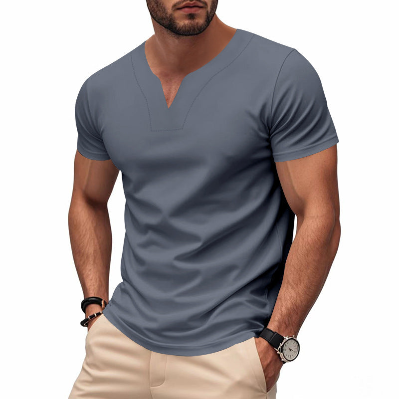 Homme t-shirt moderne à col en V en matériau respirant Chic und Stil