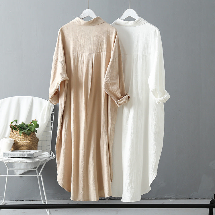 Robe chemise à manches longues pour femmes avec des détails de boutons classiques et des manches raglan Chic und Stil