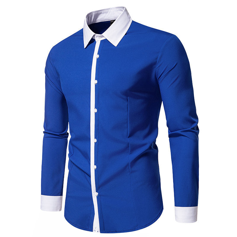 Chemise à manches longues pour hommes avec col contrasté et patte de boutonnage tendance Chic und Stil