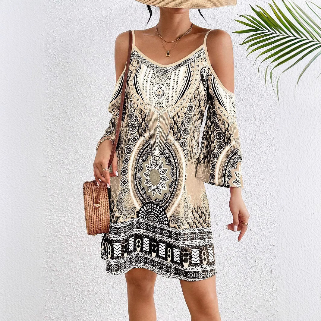 Robe mini à épaules dénudées bohémienne Chic und Stil