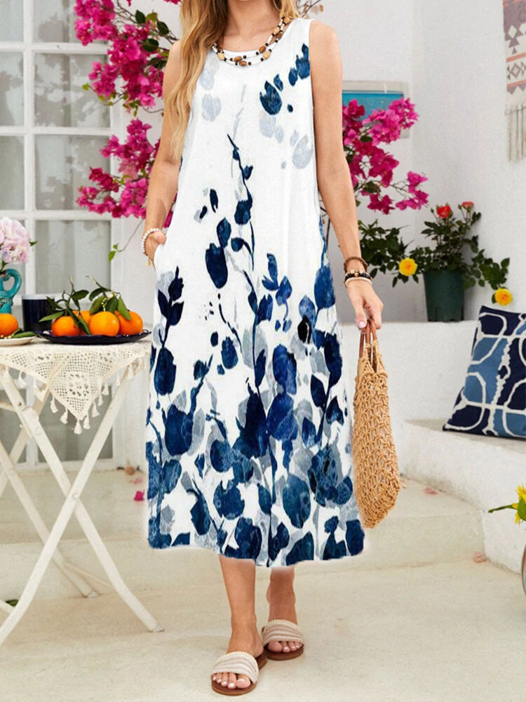 Robe maxi sans manches pour femmes avec des accents floraux Chic und Stil