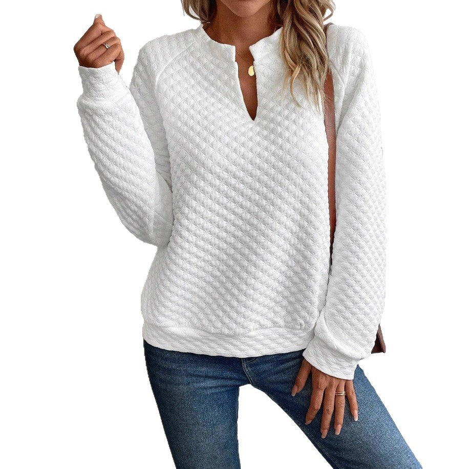 Pull en tricot pour femmes avec un motif texturé et un décolleté en V à la mode Chic und Stil
