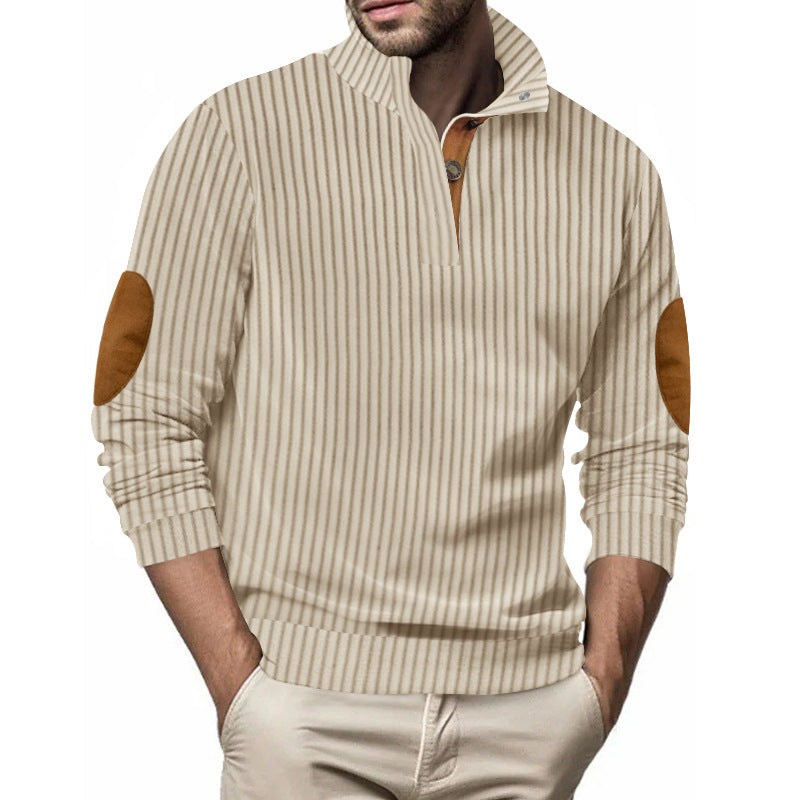 Pull en tricot pour hommes avec col montant et patches de coude uniques Chic und Stil