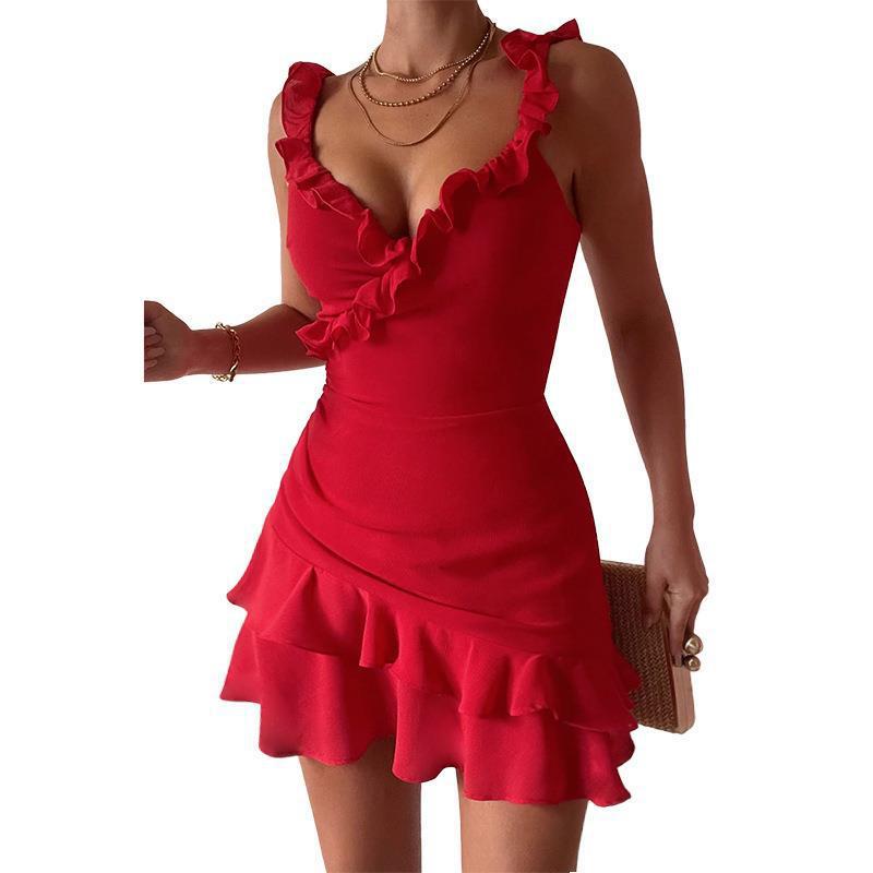 Robe portefeuille à volants Flirty Chic und Stil pour femmes