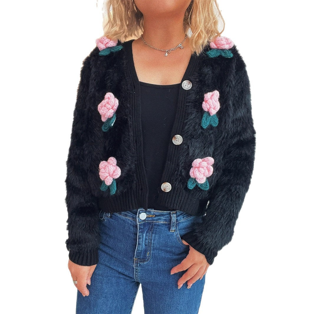 Cardigan femme avec des appliqués floraux et un matériau doux Chic und Stil
