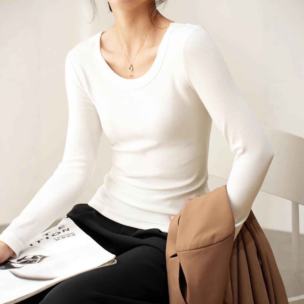 T-shirt à manches longues pour femmes avec col rond moderne Chic und Stil