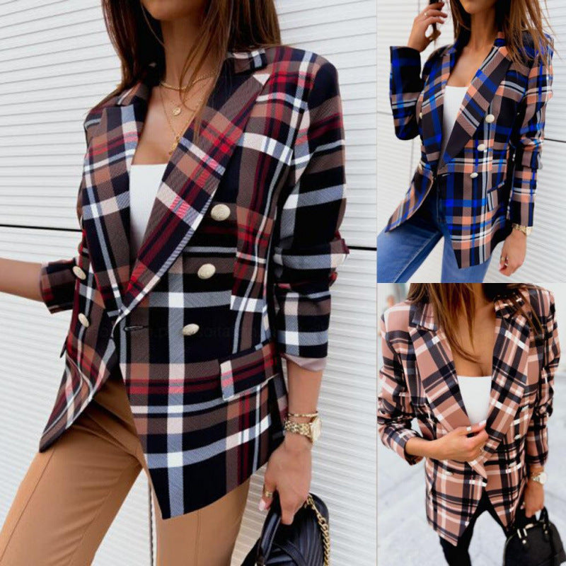Blazer à carreaux pour dames à double boutonnage sur mesure Chic und Stil