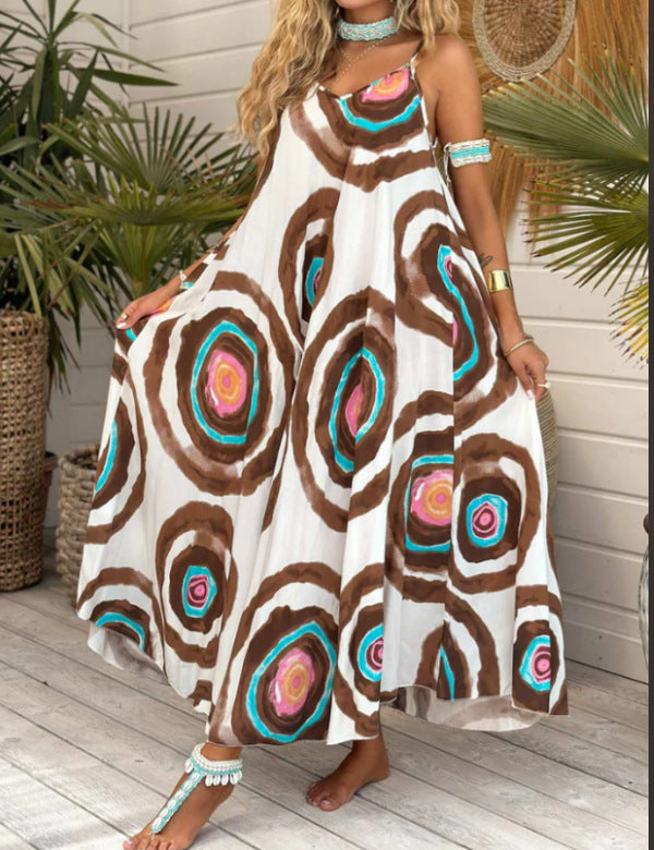 Robe longue pour femmes avec motif circulaire moderne et coupe aérienne Chic und Stil