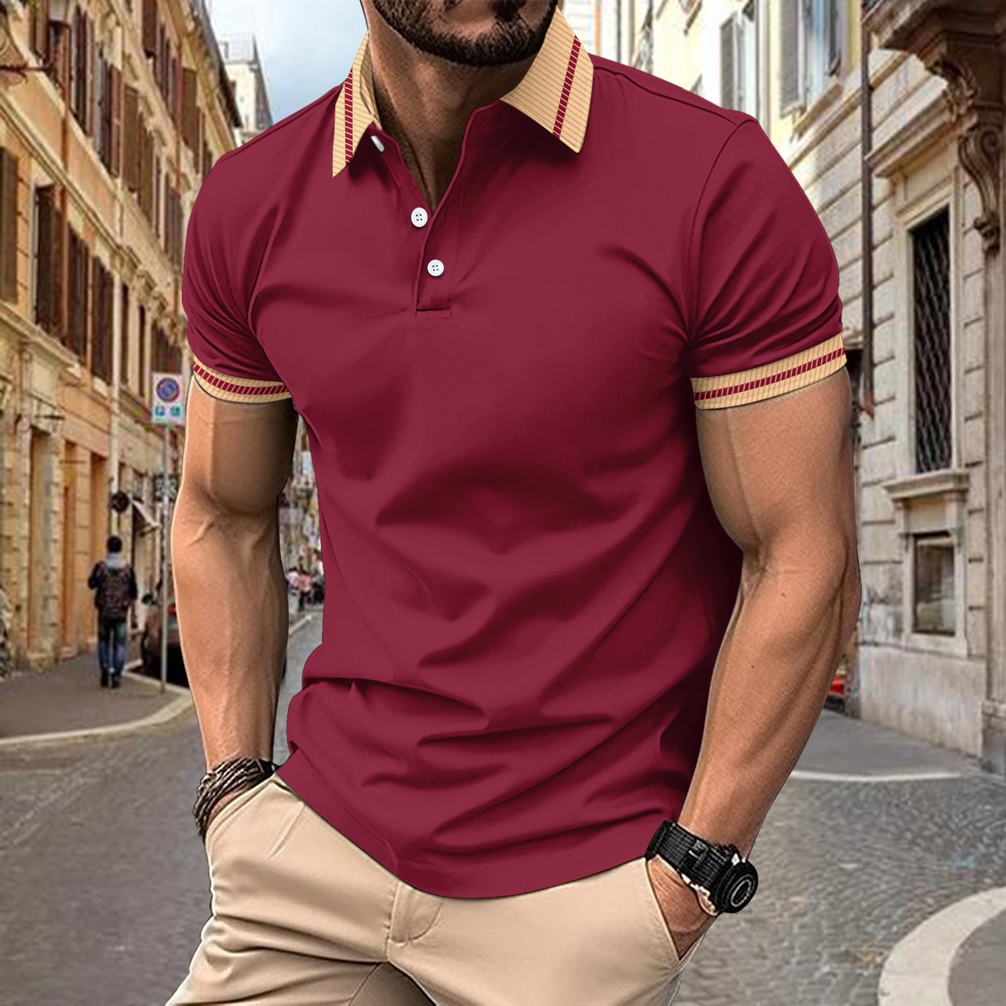 Polo de performance stylé pour hommes avec col contrasté Chic und Stil