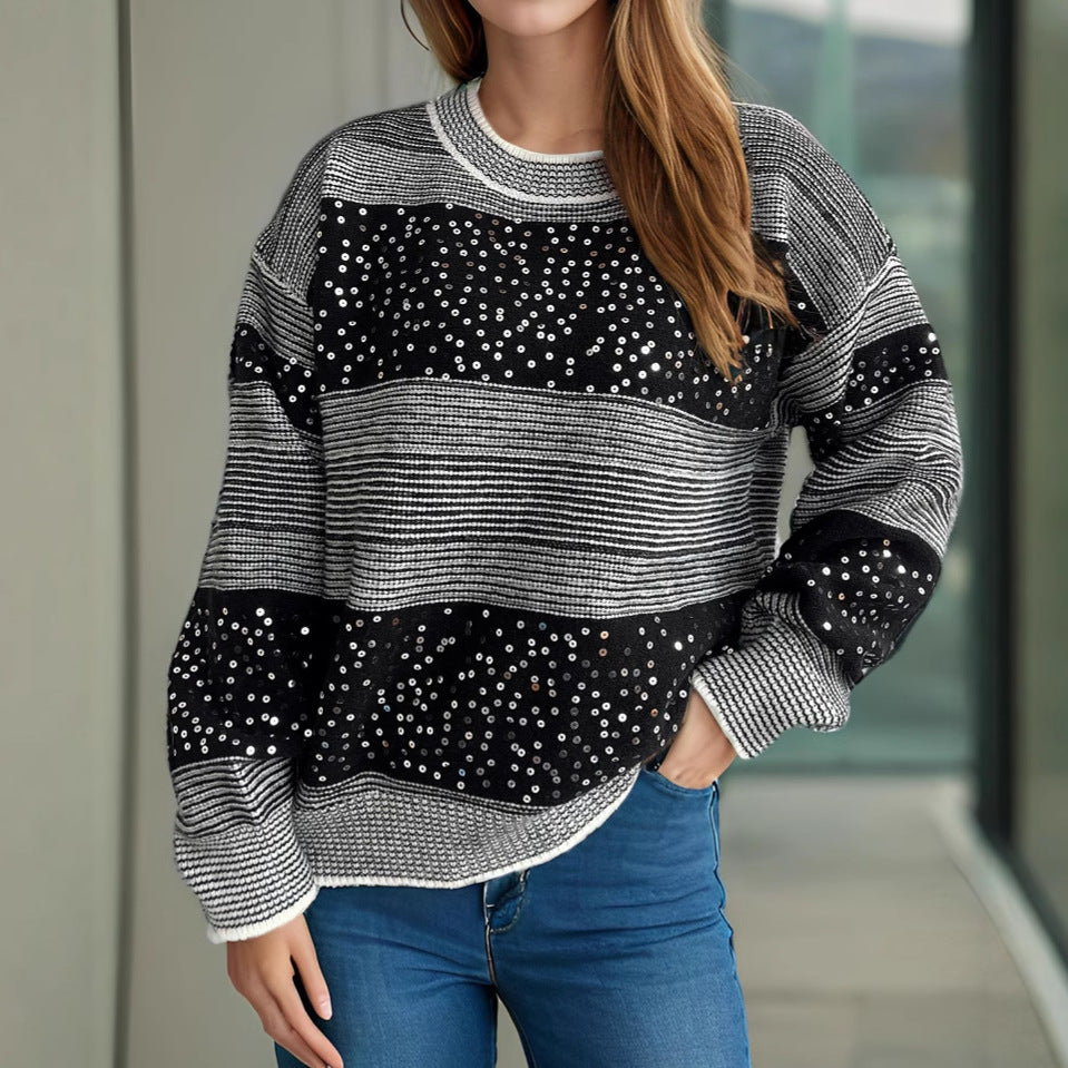 Pull féminin à la mode avec des appliqués scintillants Chic und Stil