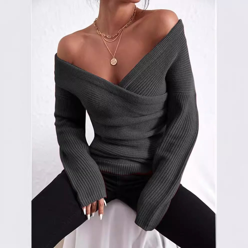 Pull à enroulement décontracté pour femmes avec un décolleté en V profond et une coupe décontractée Chic und Still