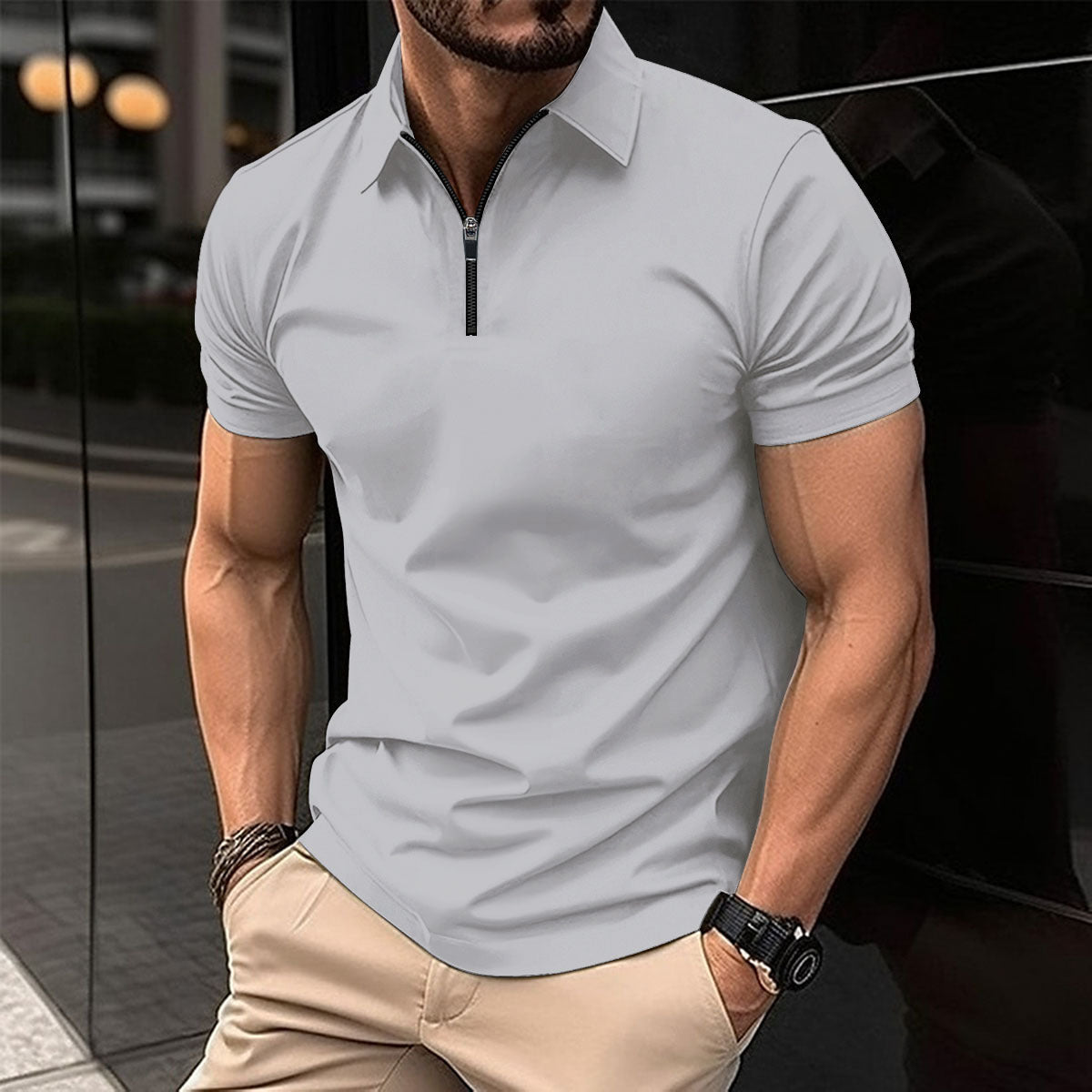 Hommes Polo Performance Zip-Up Moderne Chic und Stil