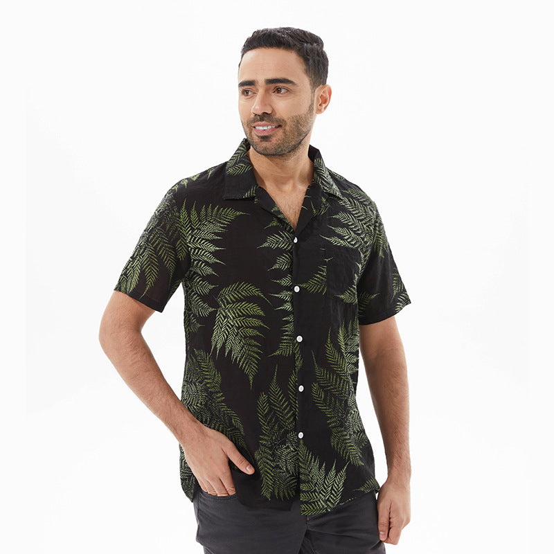 Chemise à manches courtes pour hommes au design tropical de feuilles Chic und Stil