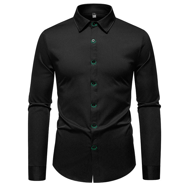 Chemise à manches longues pour hommes avec design de bouton créatif Chic und Stil