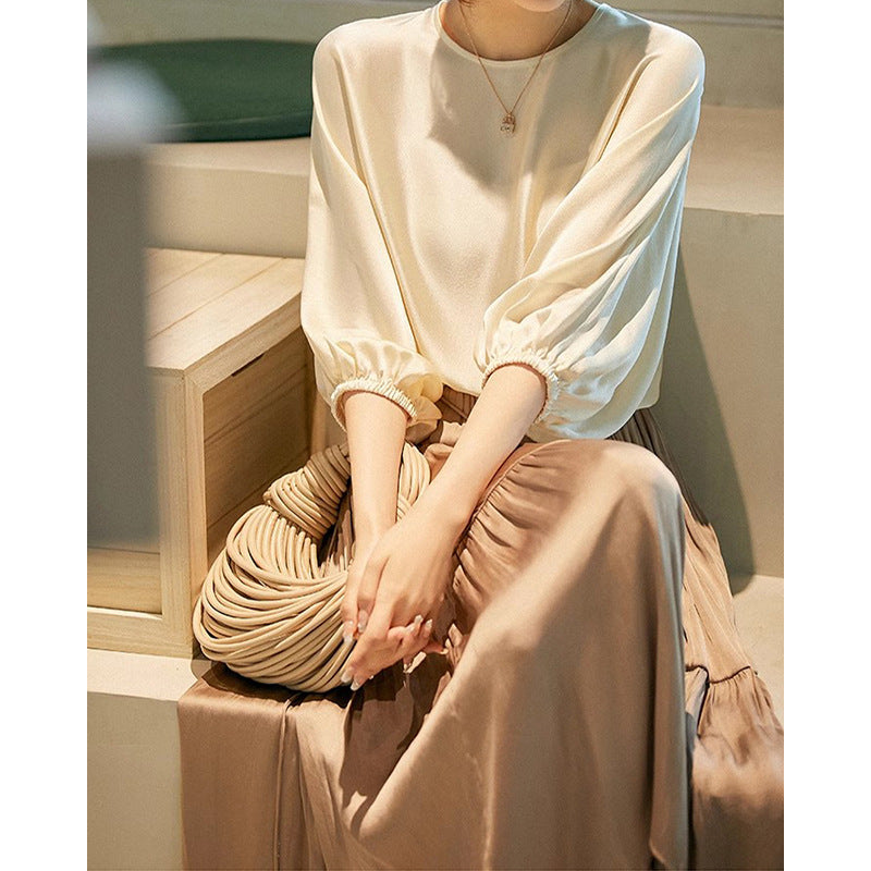 Blouse à manches bouffantes élégante pour femmes Chic und Stil