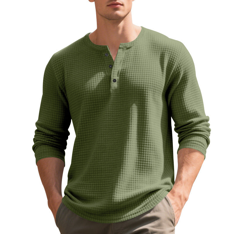 T-shirt Henley à manches longues décontracté pour homme avec design texturé Chic und Stil