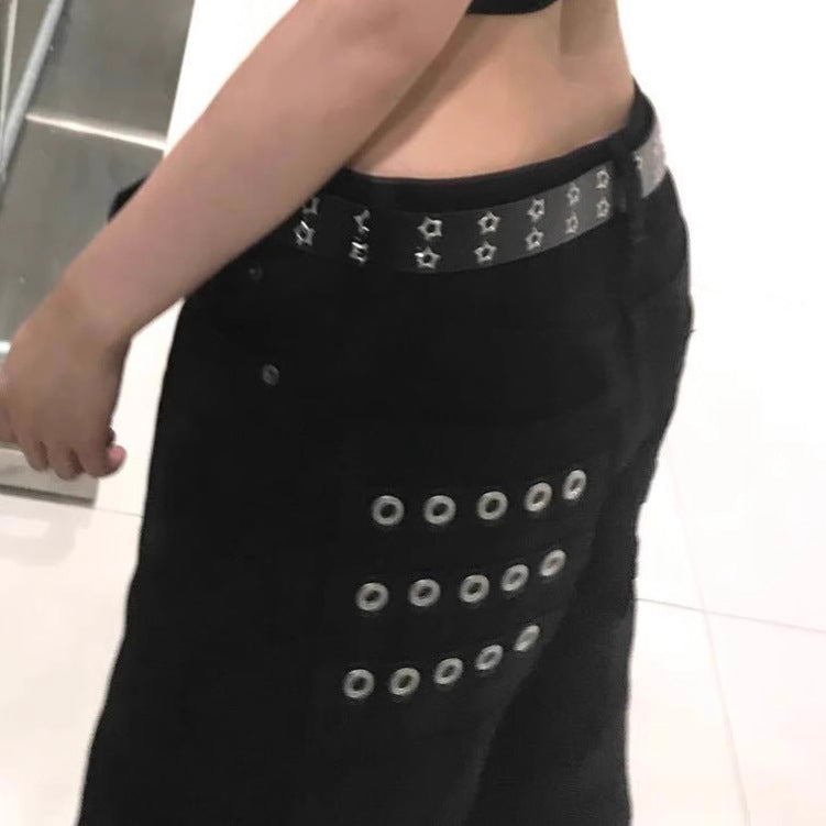 Pantalon cargo pour femmes avec œillets et design contrastant Chic und Stil
