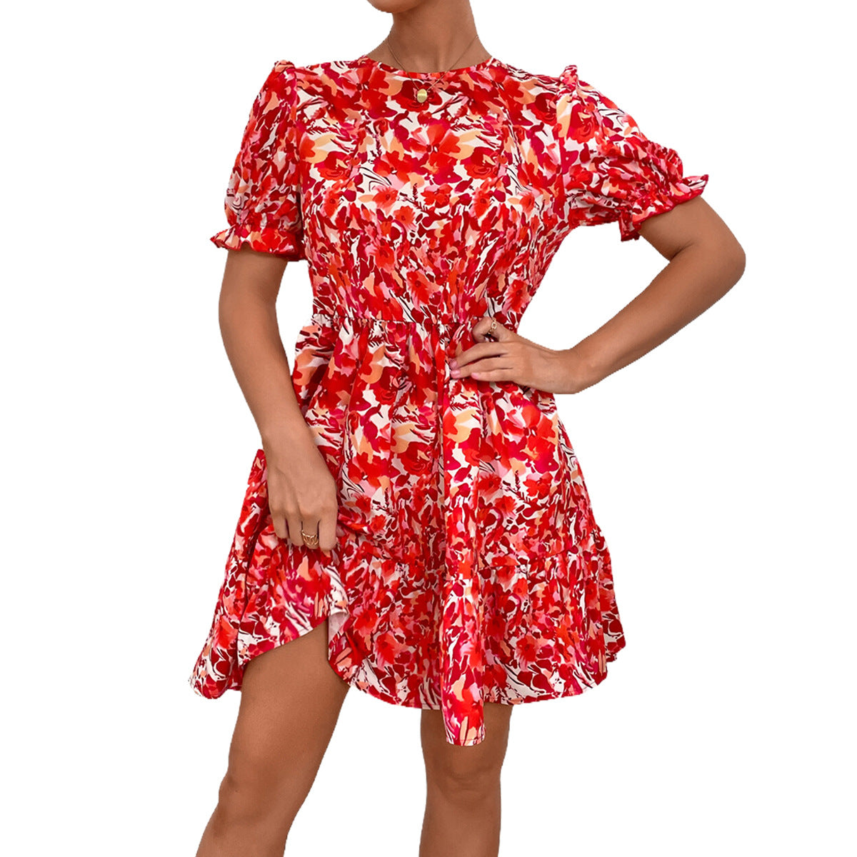 Robe maxi décontractée pour femmes avec décolleté en forme de cœur et jupe fluide Chic und Stil