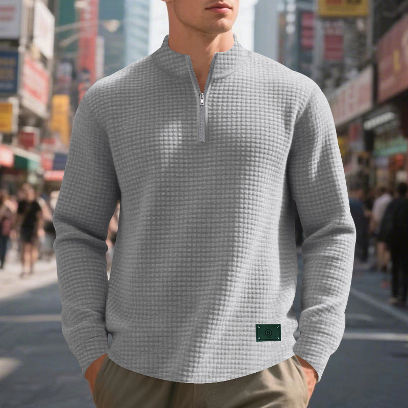 Pull sportif pour hommes avec fermeture éclair et structure Chic und Stil