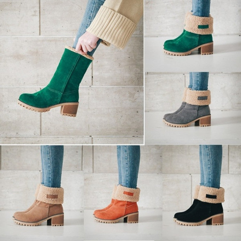 Bottes à tige chaude pour femmes avec un design de plis ludique Chic und Stil