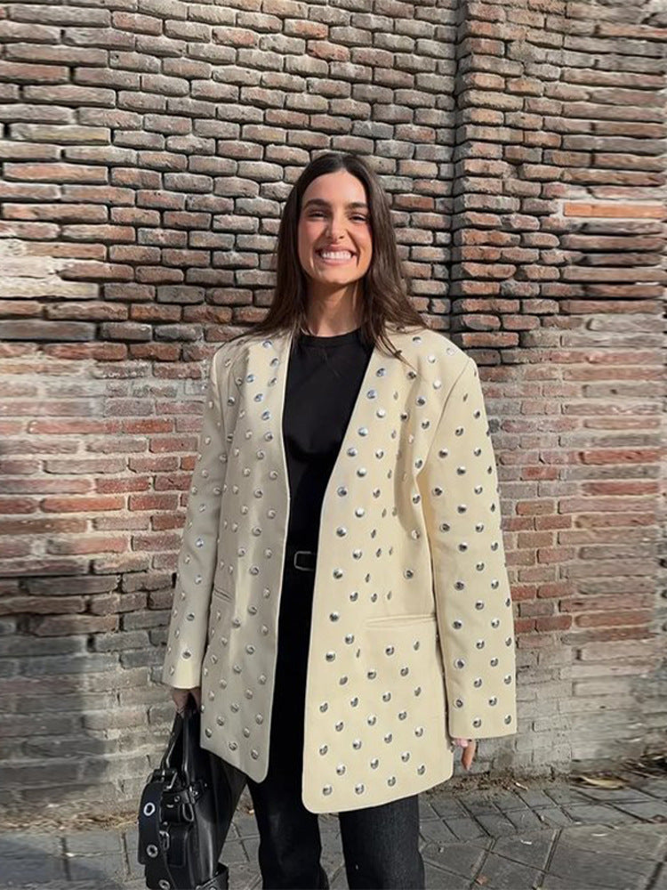 Blazer oversize pour femmes avec des applications luxueuses Chic und Stil