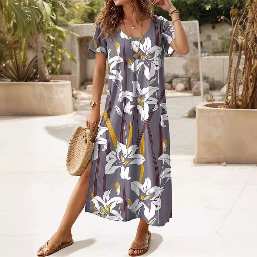 Robe maxi femme avec coupe florale et fentes latérales Chic und Stil