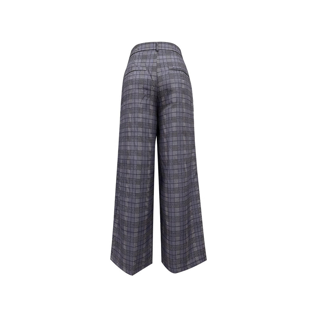 Pantalon à carreaux taille haute pour dames avec jambe large et coupe élégante Chic und Stil