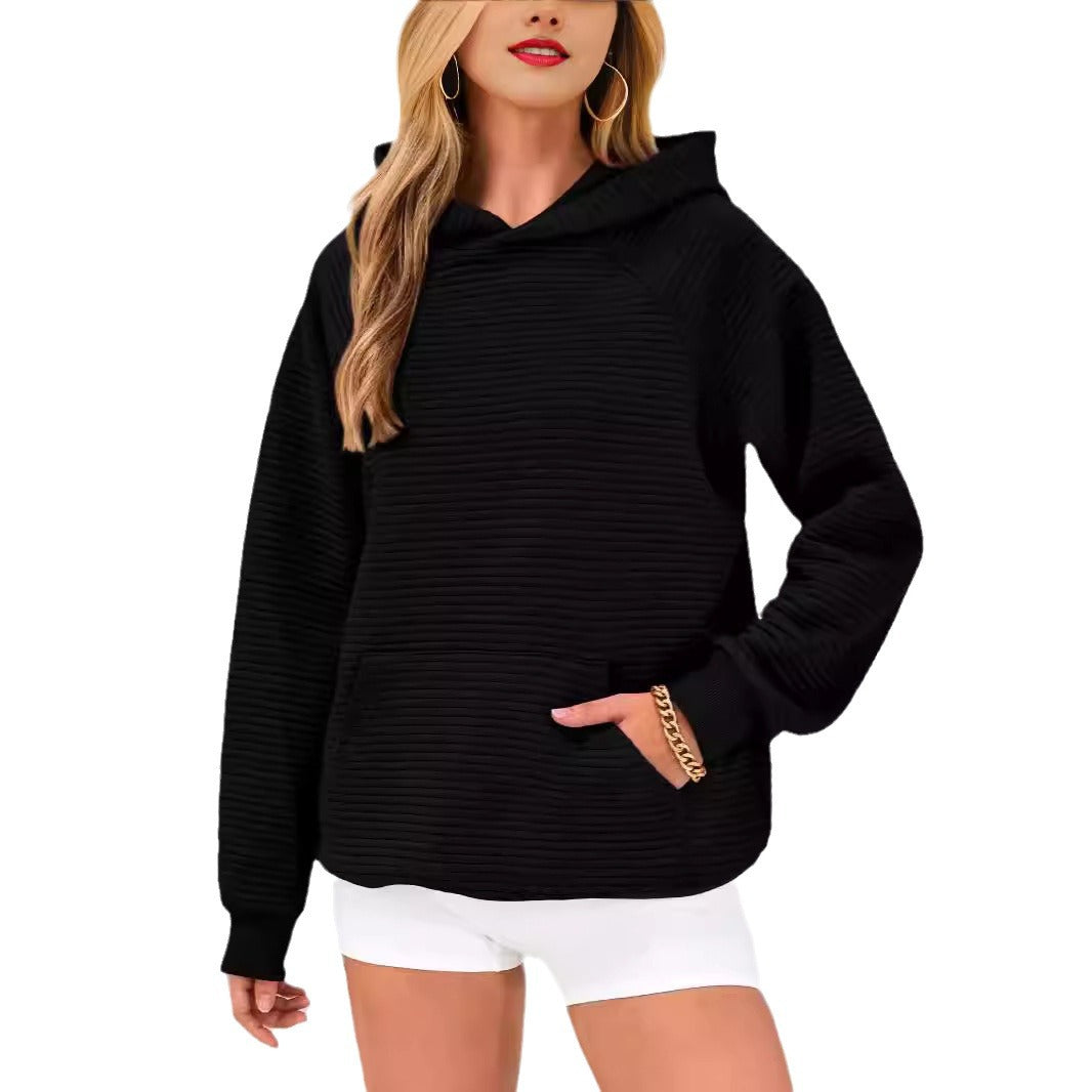 Pull en nid d'abeille douillet pour femmes avec capuche et poche kangourou Chic und Stil