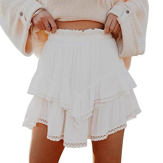 Jupe d'été pour femmes avec des détails voluminueux en dentelle et une taille élastique Chic und Stil