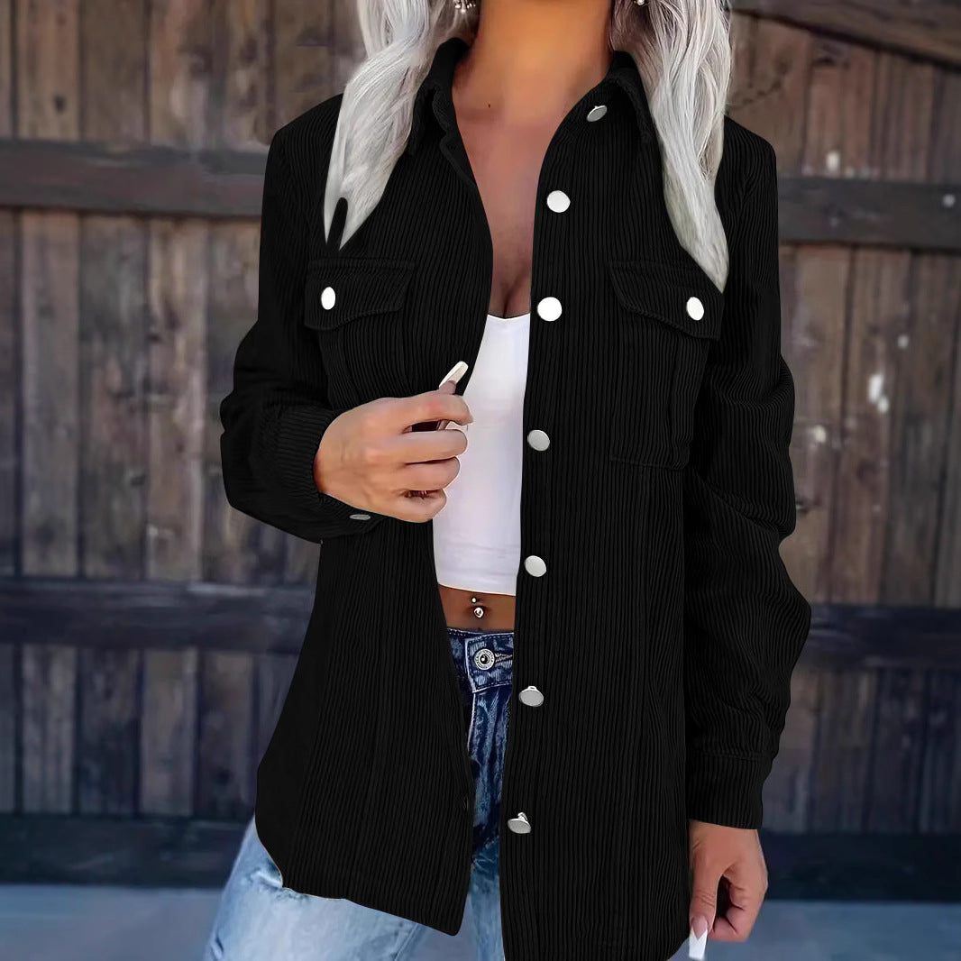 Veste chemise décontractée pour femmes avec design texturé et poches fonctionnelles Chic und Stil
