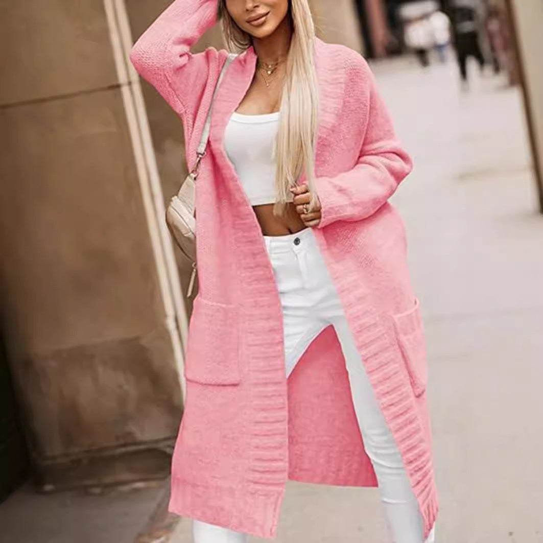 Veste longue pour femme en tricot avec poches profondes et coupe ouverte Chic und Stil