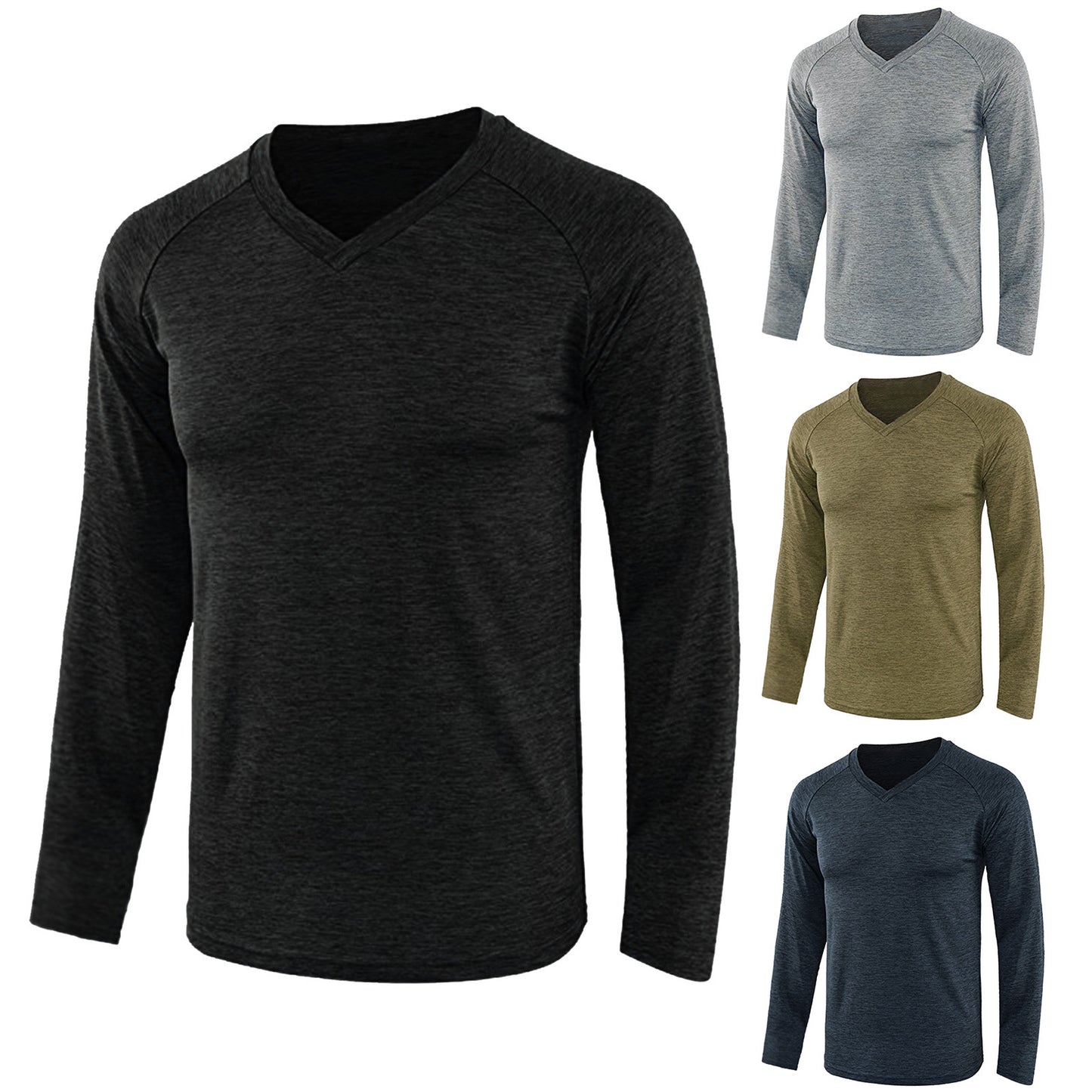 Chemise à manches longues pour hommes à col en V avec technologie de tissu respirant Chic und Stil