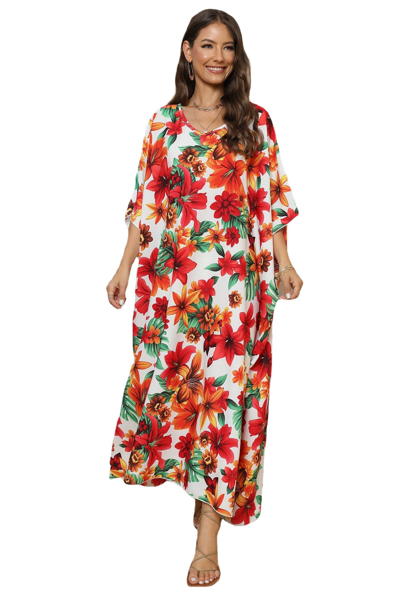 Robe Maxi Kaftan Imprimé Floral Femme Chic und Stil