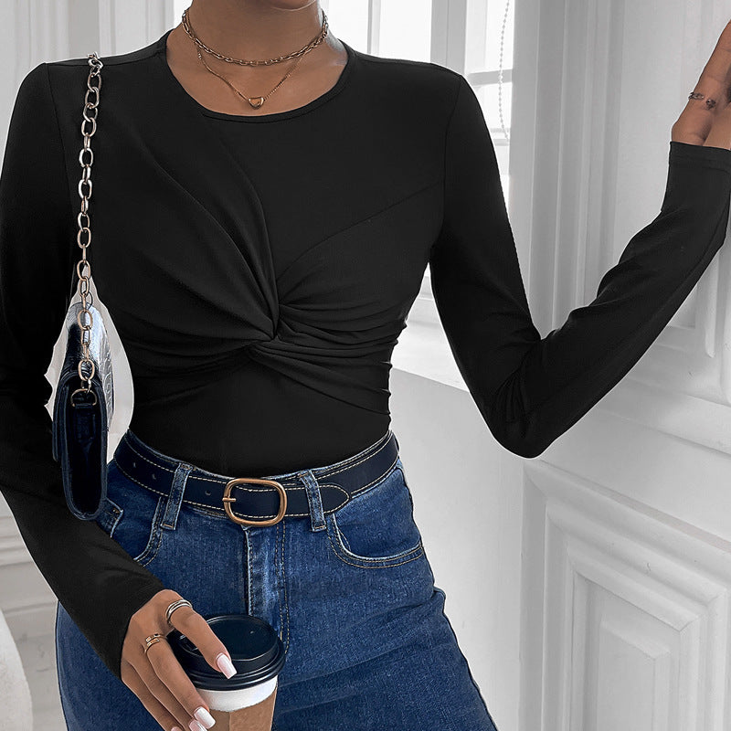 Body long à manches longues ajusté pour femme avec détail twist Chic und Stil