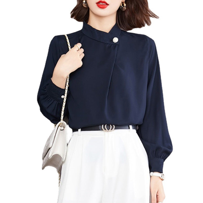 Blouse à col mandarin pour femmes Boutonnée Chic und Stil