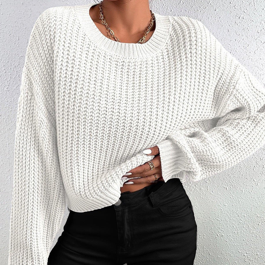 Pull en grosse maille pour femmes avec coupe décontractée et épaules tombantes Chic und Stil